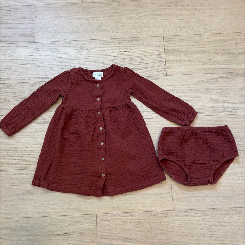 Little planet by Carter’s maroon polka dot dress, size 24 months - Picture 2 of 6